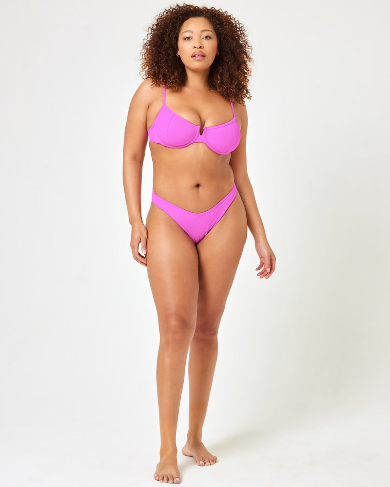 LSPACE - RIBBED HUNTER BIKINI TOP BRIGHT FUCHSIA