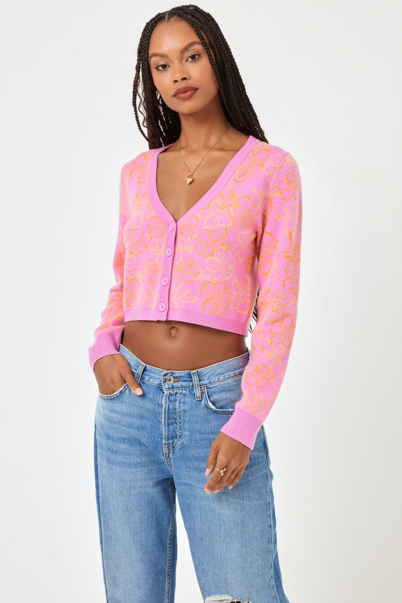 L*SPACE - SPRING FLING SWEATER HIBISCUS KISS