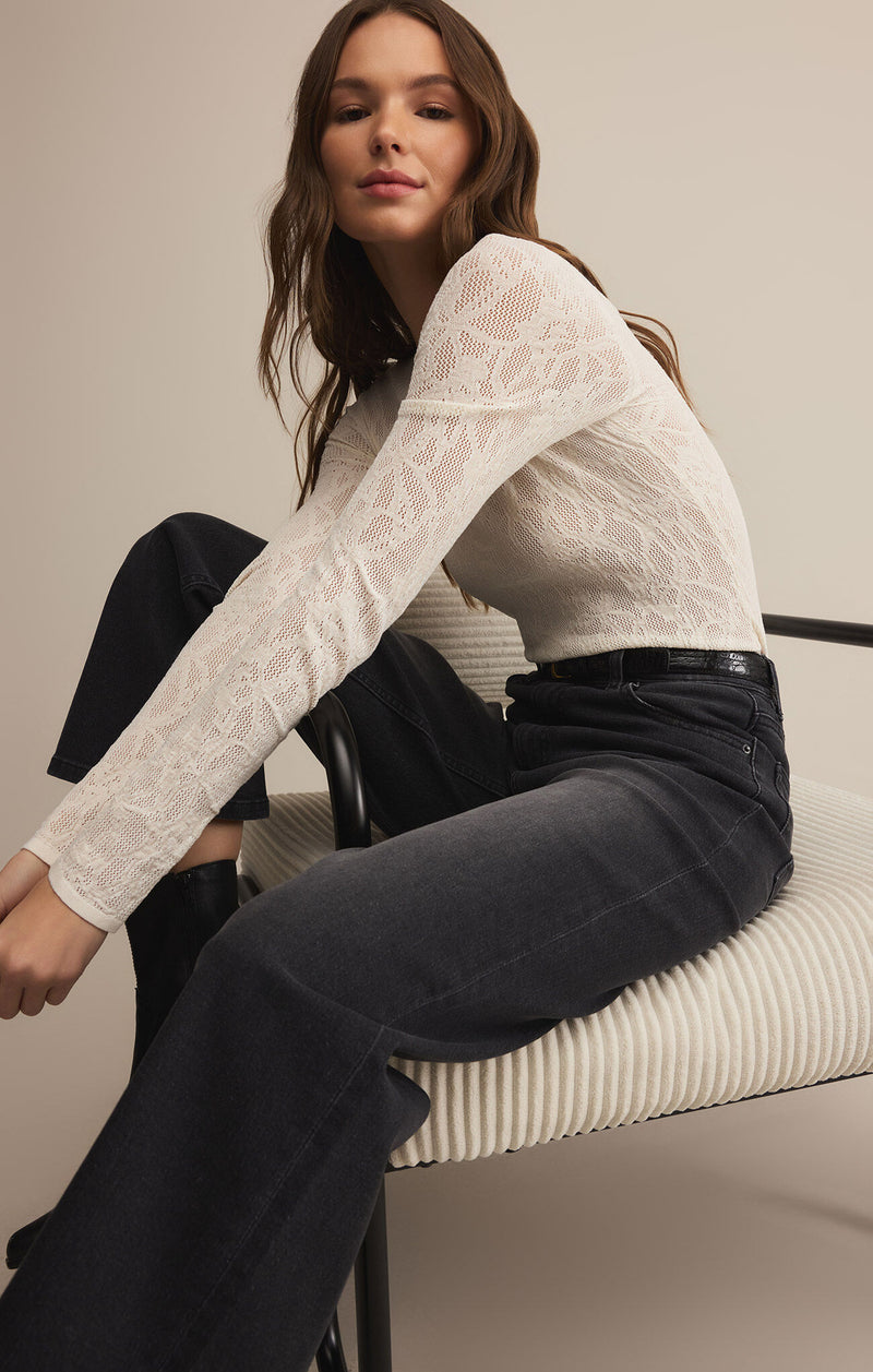 Z SUPPLY - TIBI SCOOP MESH SWEATER CRYSTAL