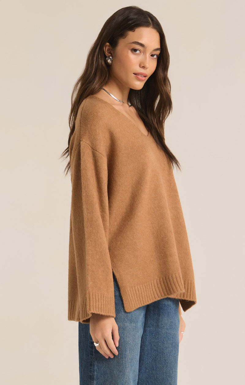 Z SUPPLY - MODERN V NECK SWEATER BURRO