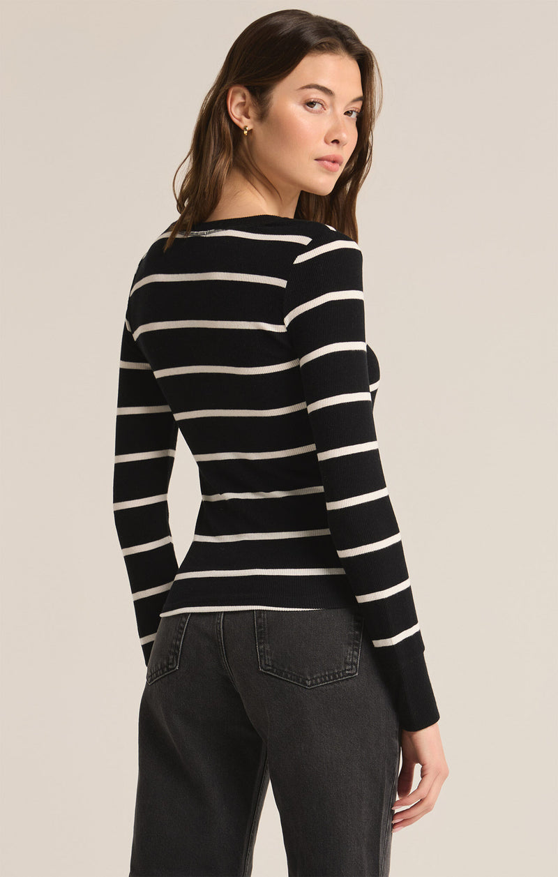 Z SUPPLY - SCARLETT RIB STRIPE HENLEY BLACK