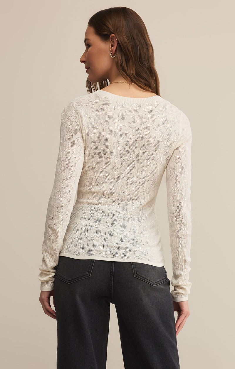 Z SUPPLY - TIBI SCOOP MESH SWEATER CRYSTAL