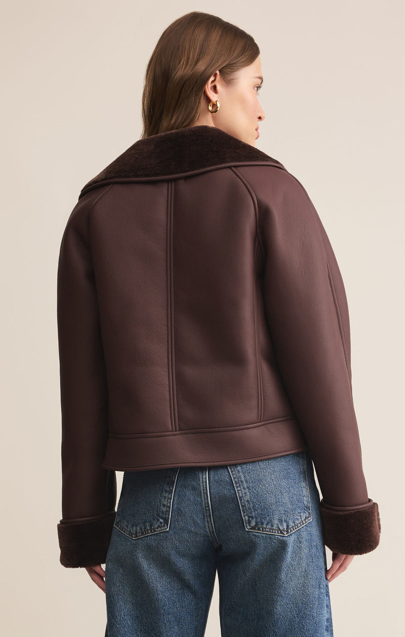 Z SUPPLY - LOCKLIN SHERPA JACKET CHOCOLATE CHERRY