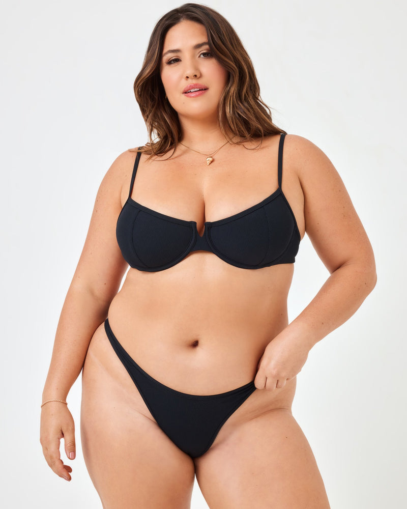 L*SPACE - RIBBED HUNTER BIKINI TOP BLACK