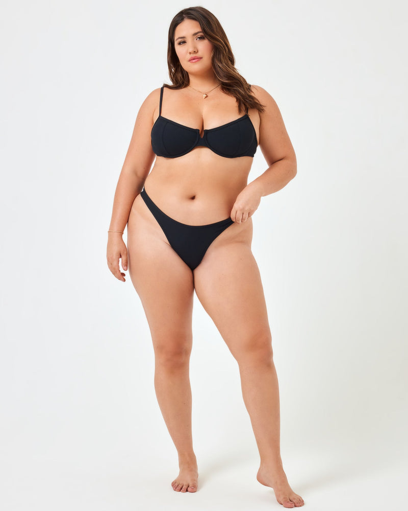 L*SPACE - RIBBED HUNTER BIKINI TOP BLACK