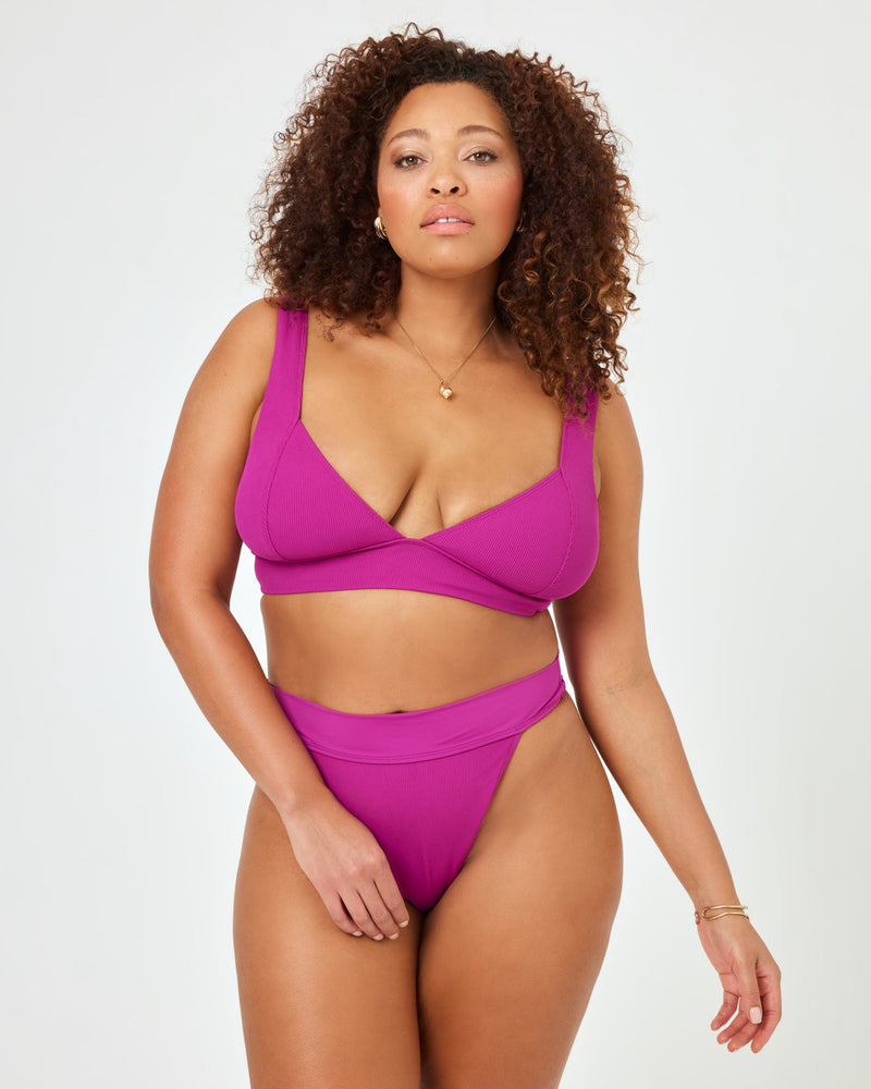 L*SPACE - RIBBED HAILEY BIKINI TOP BERRY