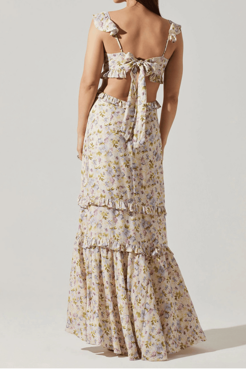 ASTR THE LABEL - CASSIS FLORAL RUFFLE MAXI DRESS