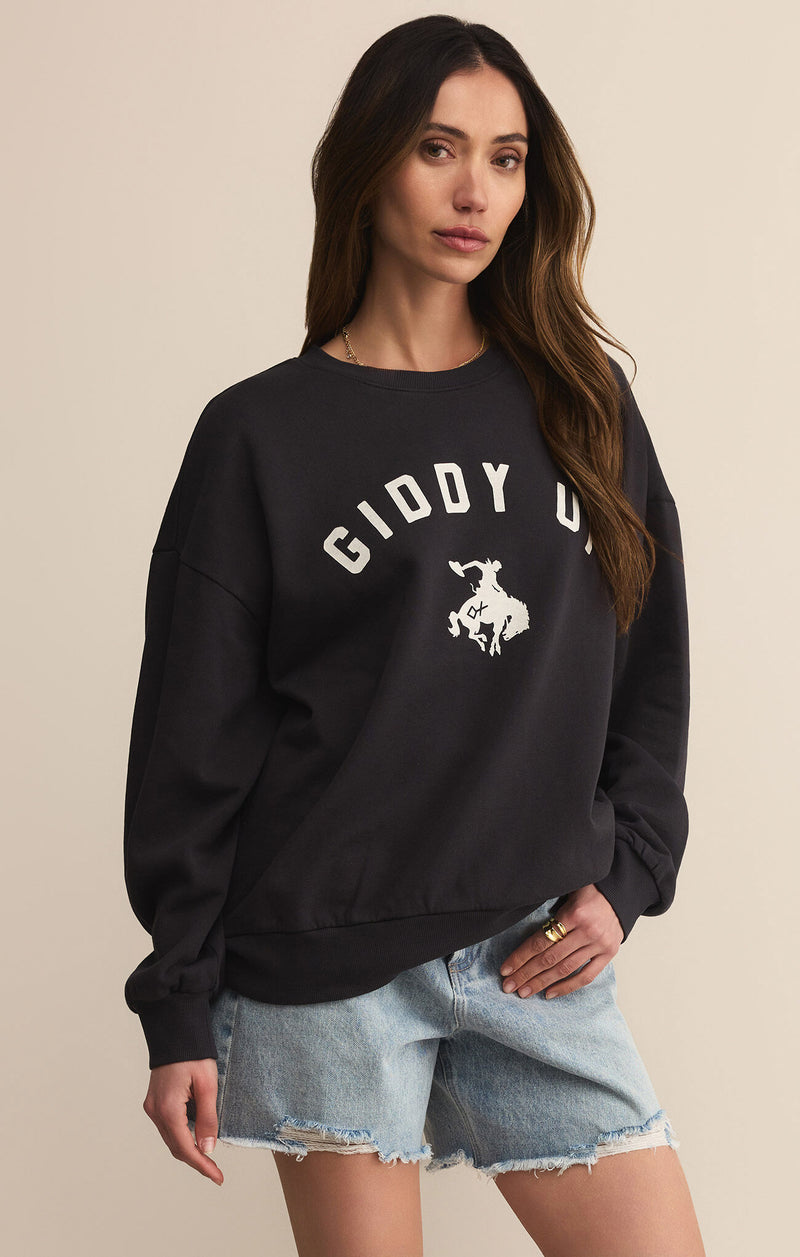 Z SUPPLY - GIDDY UP SUNDAY SWEATSHIRT BLACK SAND