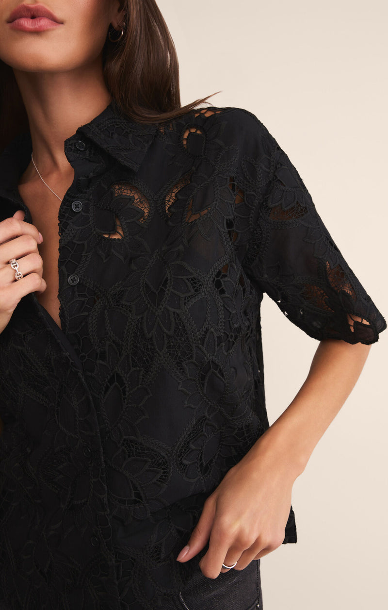 Z SUPPLY - MIDNIGHT EMBROIDERED TOP BLACK