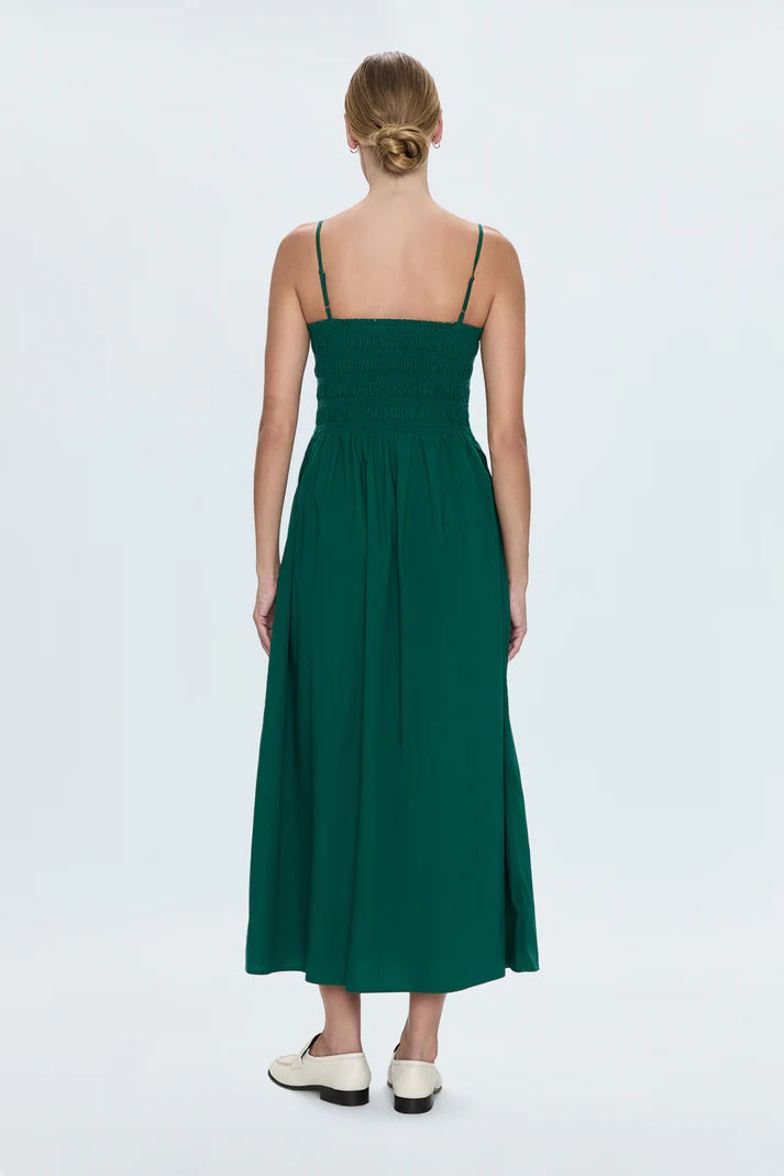 PISTOLA - BIANCA SHIRRED BODICE DRESS EMERALD