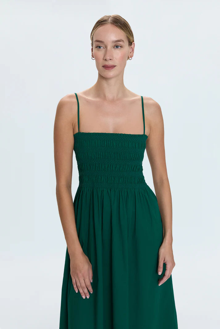 PISTOLA - BIANCA SHIRRED BODICE DRESS EMERALD