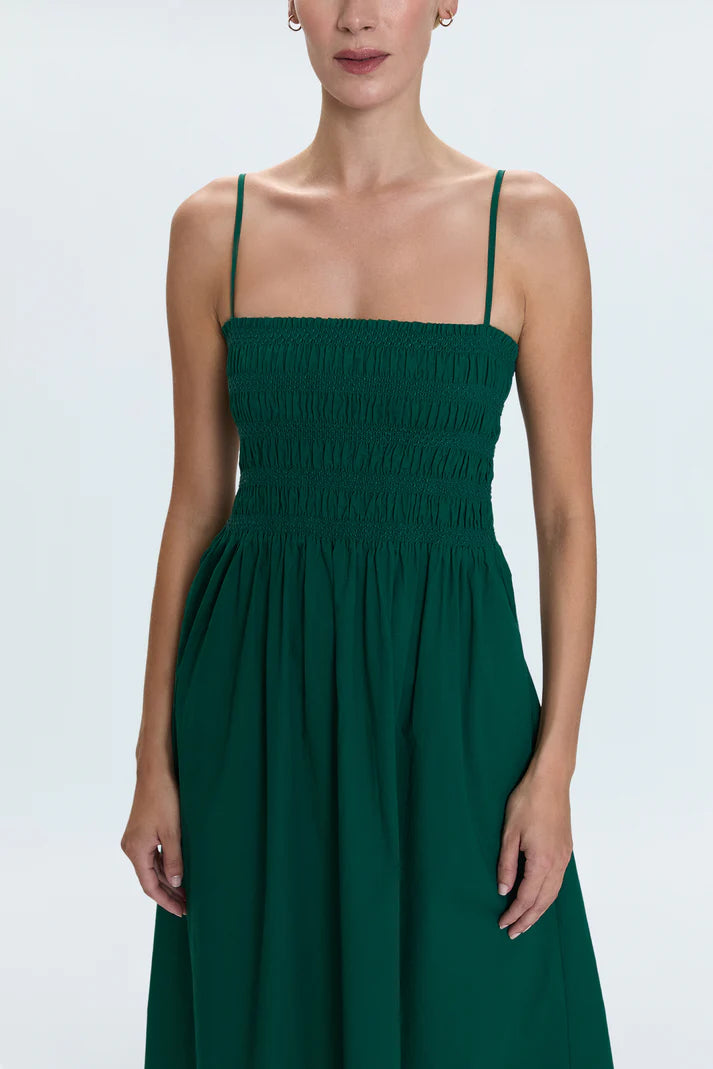 PISTOLA - BIANCA SHIRRED BODICE DRESS EMERALD