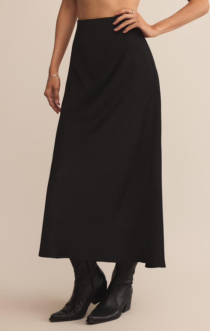 Z SUPPLY - IZABEL LUXE SATIN SKIRT BLACK