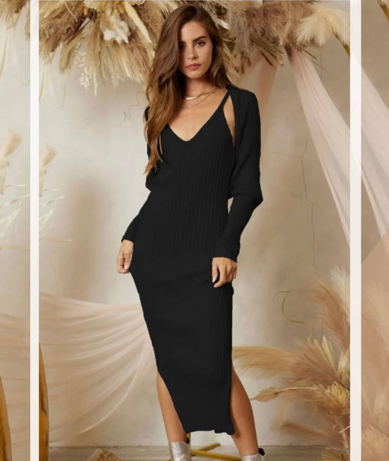 GP FEATHER - SLEEVELESS DRESS BLACK