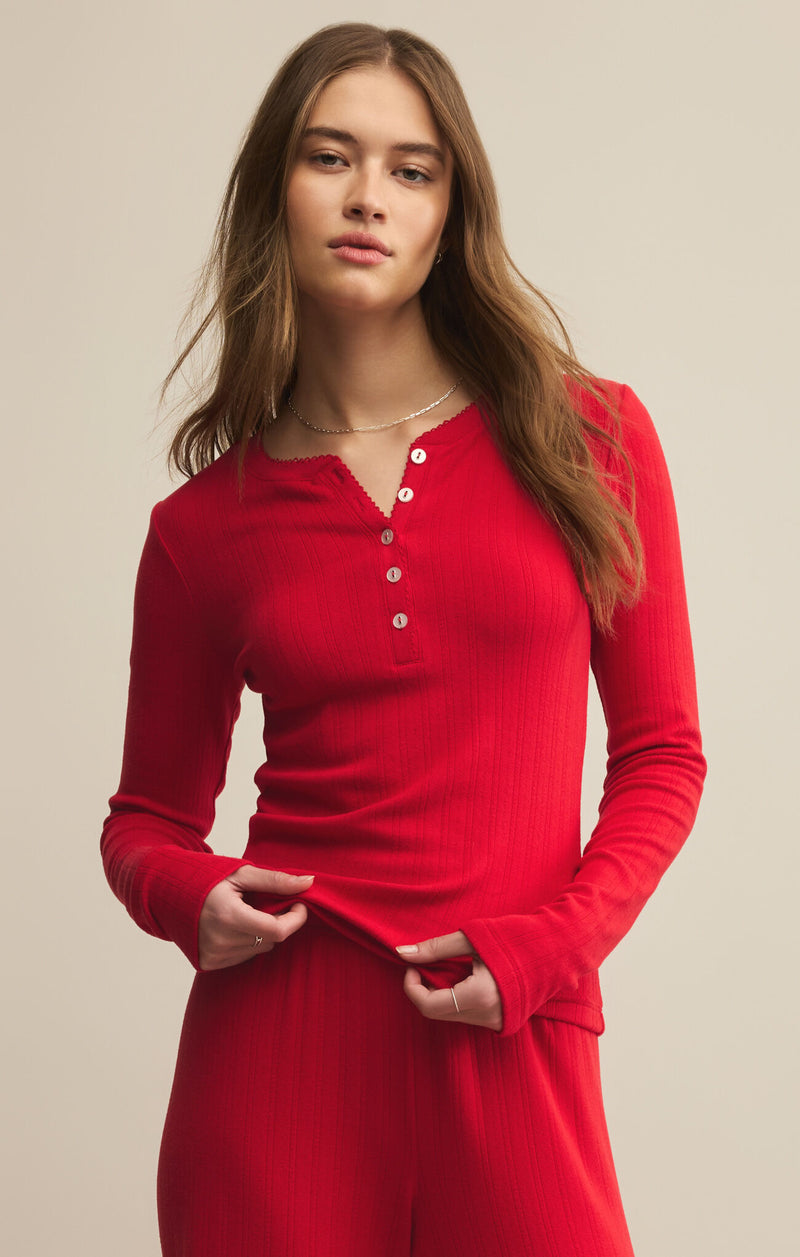 Z SUPPLY - HOLLY POINTELLE LONG SLEEVE TOP