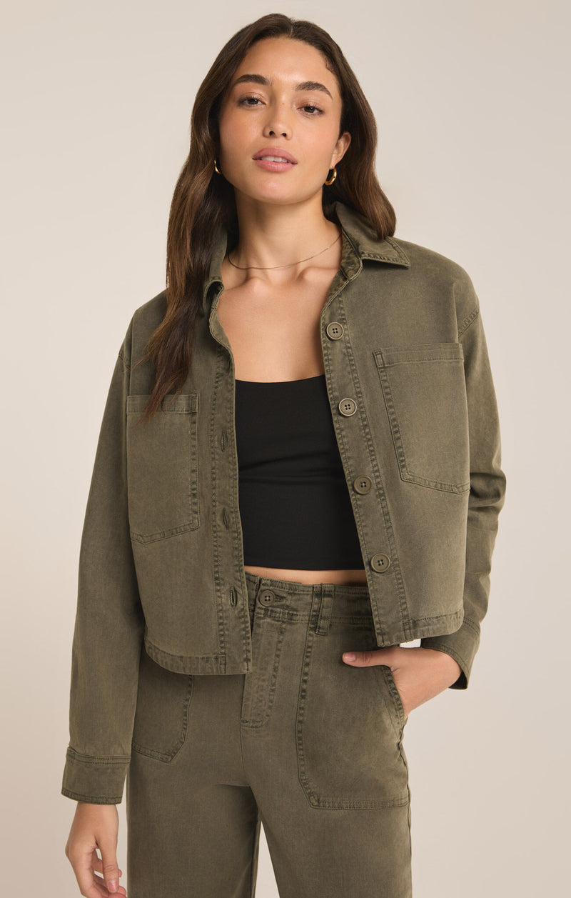 Z SUPPLY - ALL DAY CROPPED WASHED JACKET GRAPE LEAF