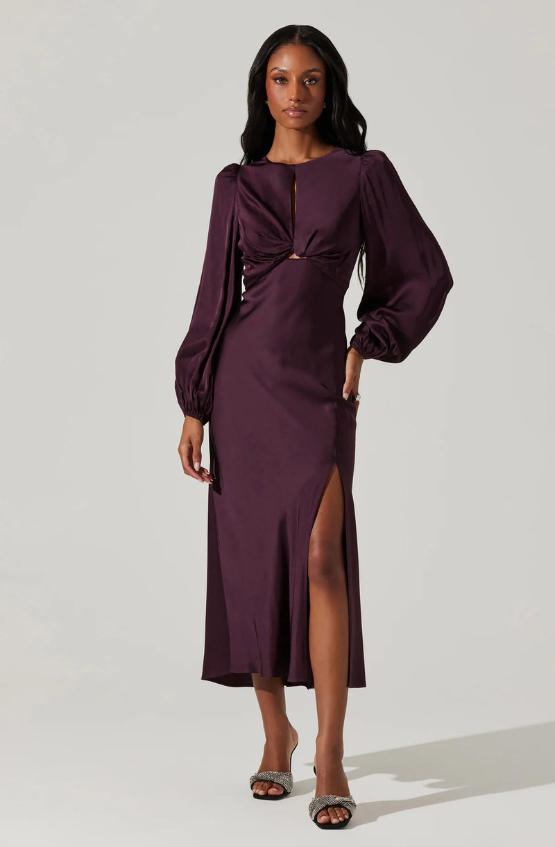 ASTR THE LABEL - SUZY SATIN CUTOUT MAXI DRESS