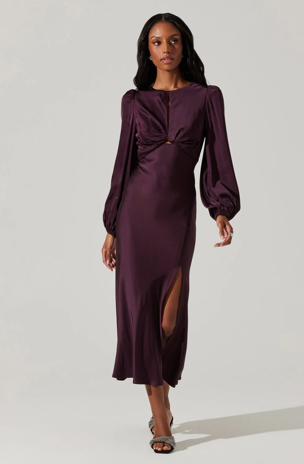 ASTR THE LABEL - SUZY SATIN CUTOUT MAXI DRESS