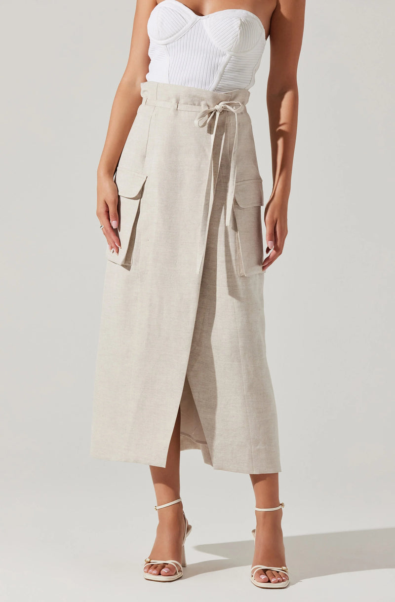 ASTR THE LABEL - NARA WRAP FRONT MIDI SKIRT