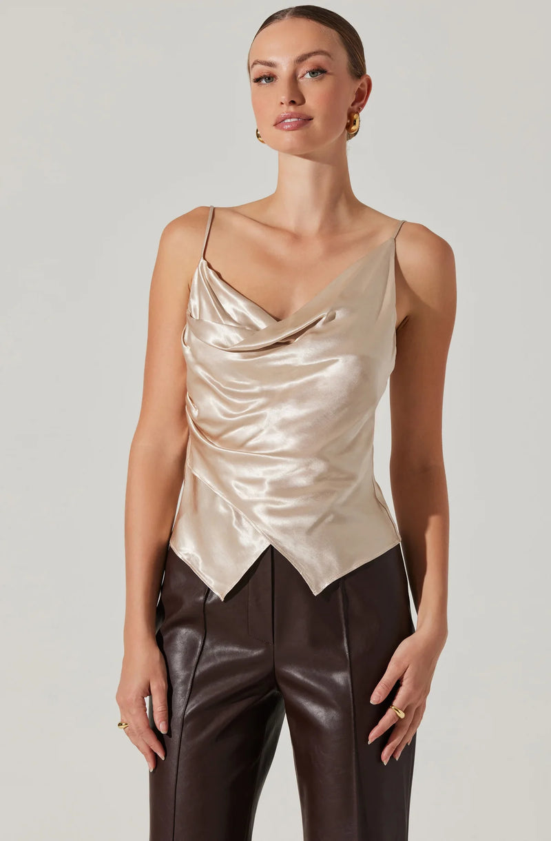 ASTR THE LABEL - ALITHEA DRAPED TOP CHAMPAGNE