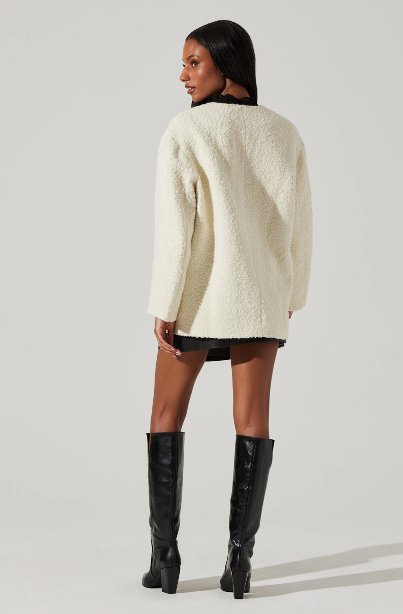 ASTR THE LABEL - MAIDY BOUCLE V NECK COAT