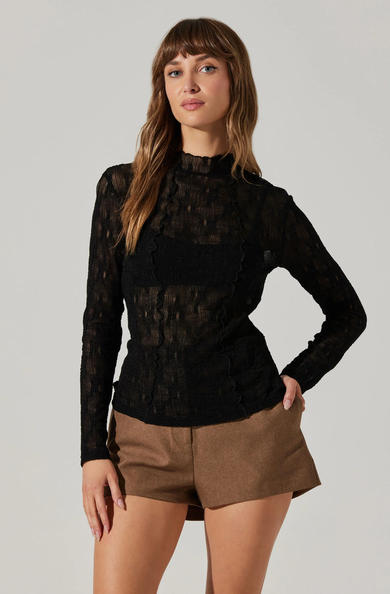 ASTR THE LABEL - COLLEEN MOCK NECK LACE TOP