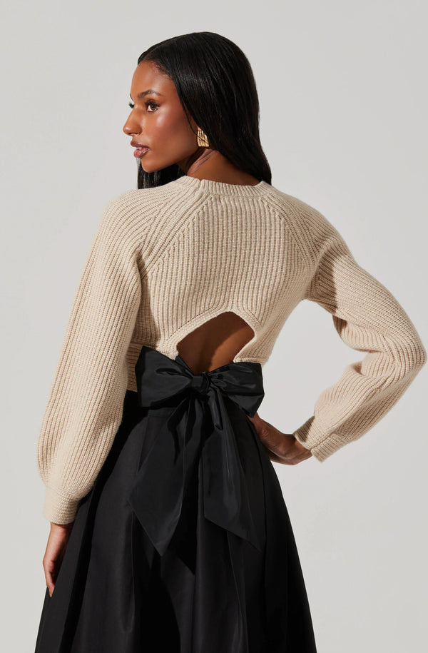 ASTR THE LABEL - EILA CONTRAST BOW BACK SWEATER