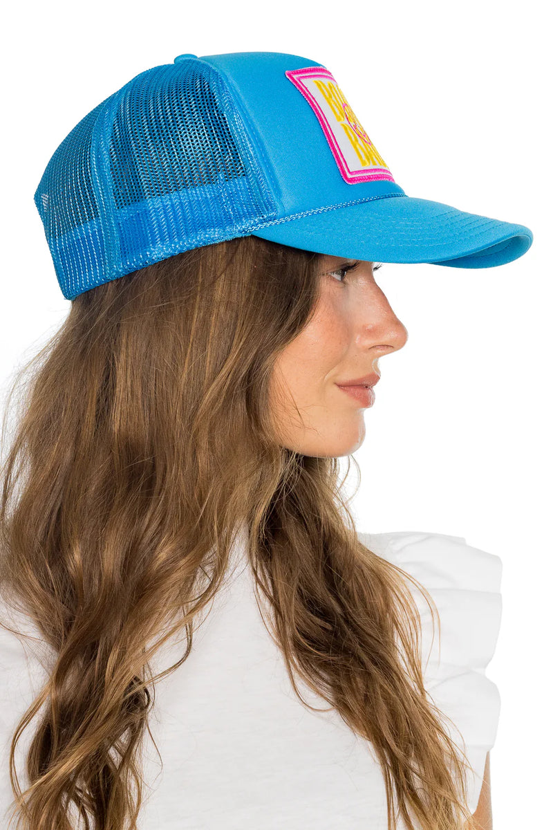 FRIDAY FEELIN - BOAT BABE TRUCKER HAT BLUE