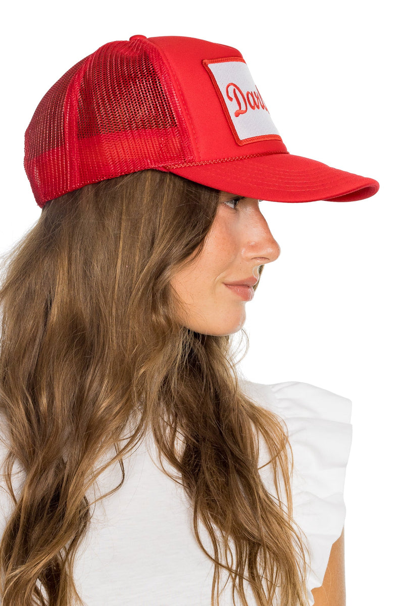 FRIDAY FEELIN - DARLIN TRUCKER HAT RED