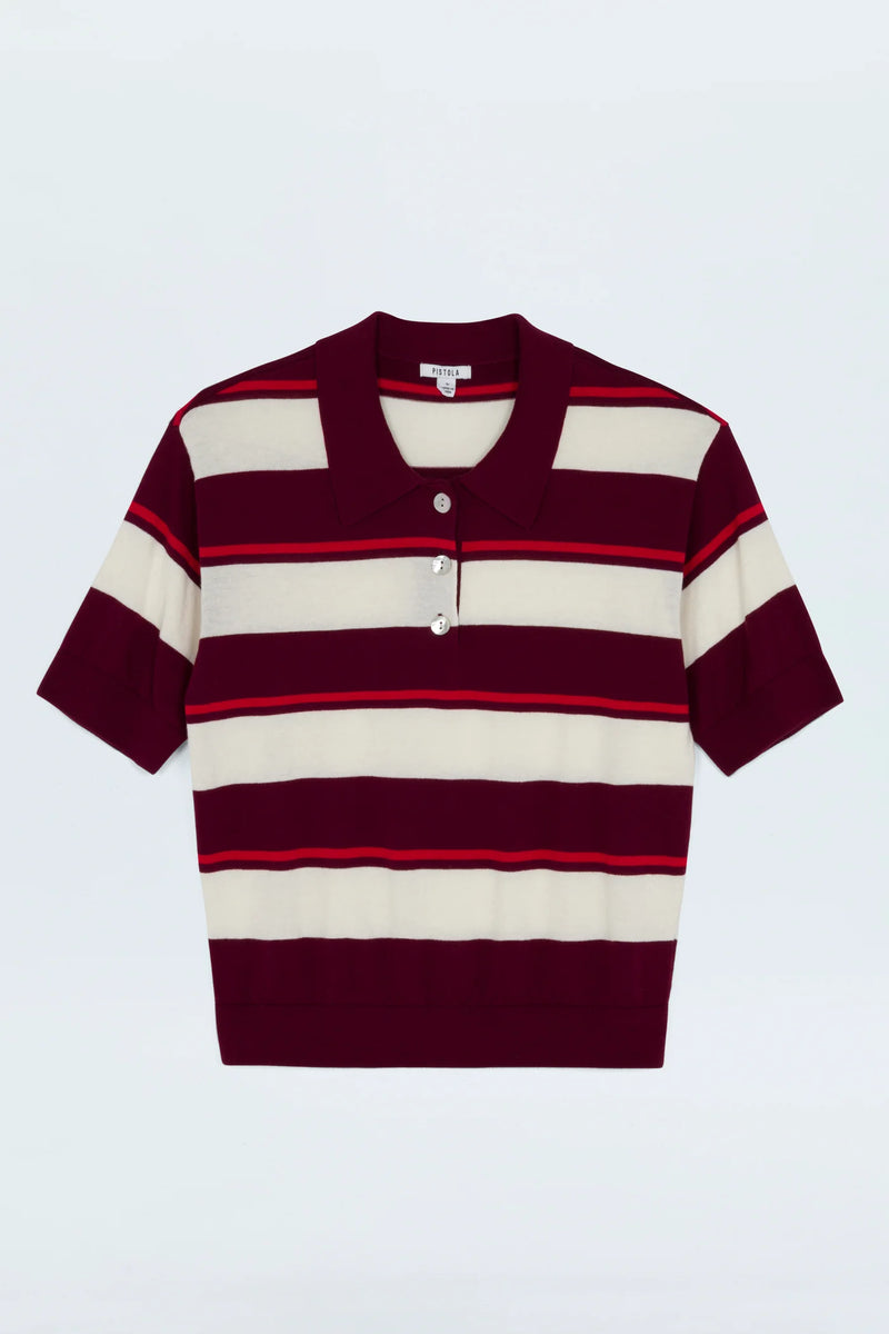 PISTOLA - DREA POLO RUBY SANGRIA STRIPE