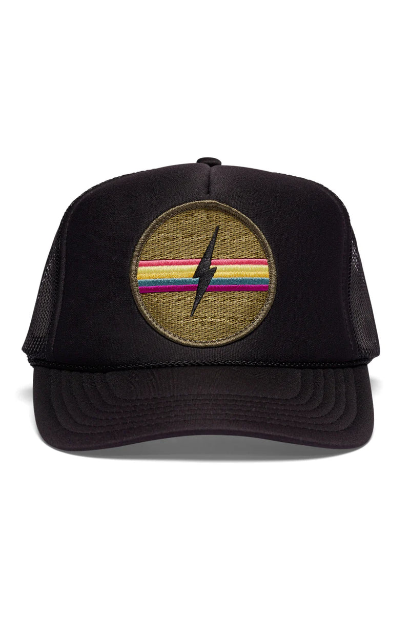 FRIDAY FEELIN - ELECTRIC RAINBOW TRUCKER HAT BLACK