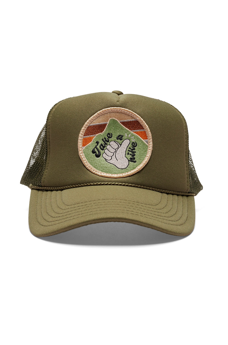 FRIDAY FEELIN - TAKE A HIKE TRUCKER HAT OLIVE