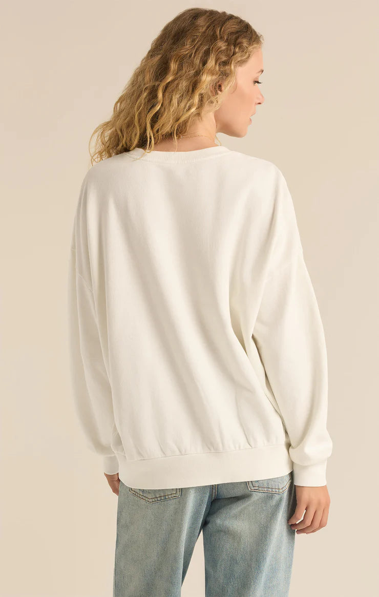 Z SUPPLY - HOLLY CREWNECK EMBROIDERED SWEATSHIRT