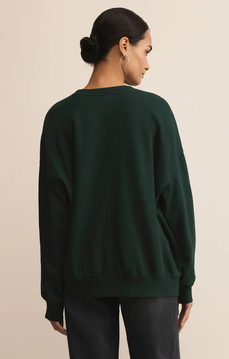 Z SUPPLY - BRIGHT SUNDAY SWEATSHIRT GARLAND GREEN