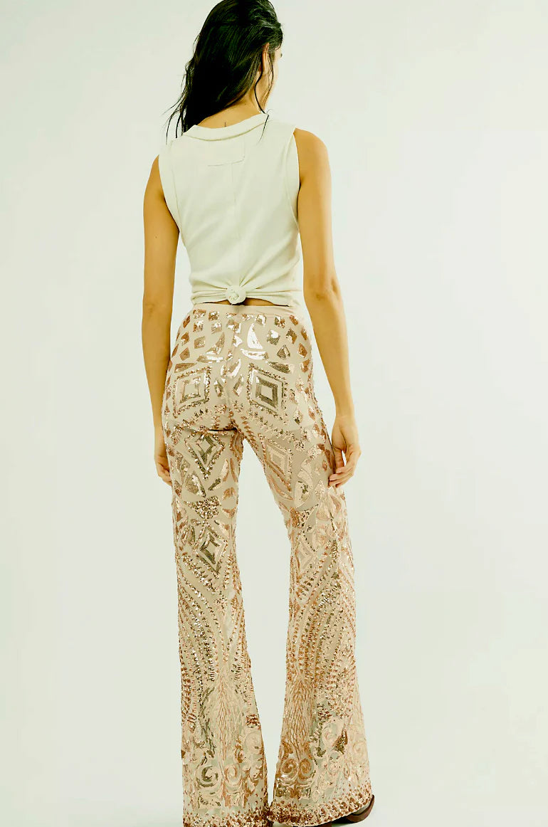 NIGHTCAP - CLEOPATRA FLARE PANT NATURAL GOLD
