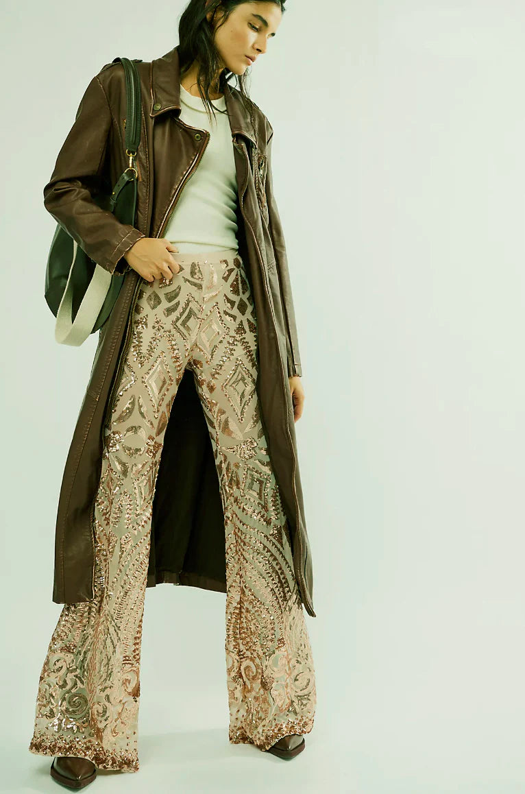 NIGHTCAP - CLEOPATRA FLARE PANT NATURAL GOLD