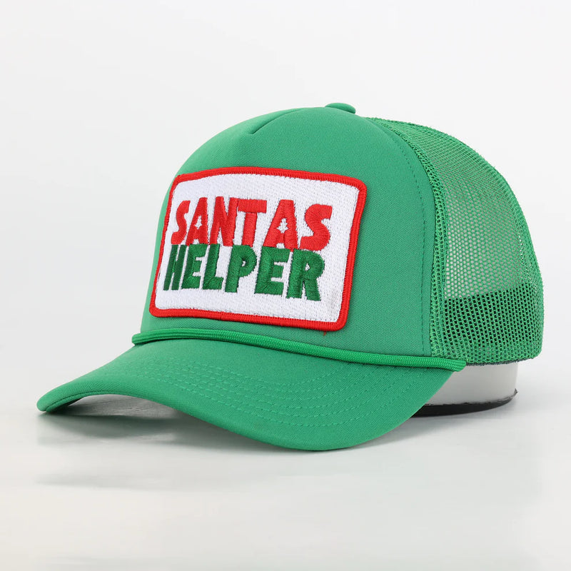 FRIDAY FEELIN - SANTAS HELPER TRUCKER HAT GREEN