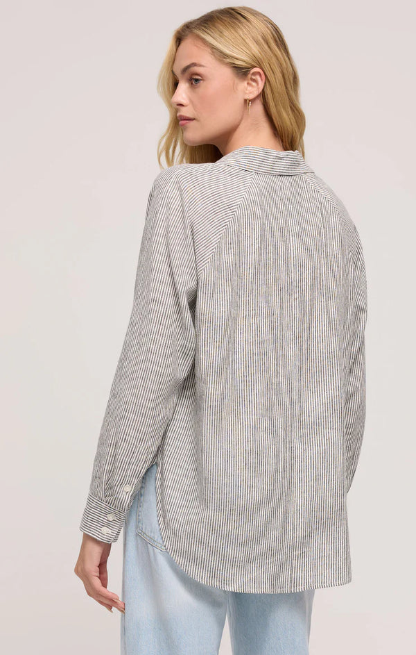 ZSUPPLY - THE PERFECT LINEN STRIPED TOP SEA SALT