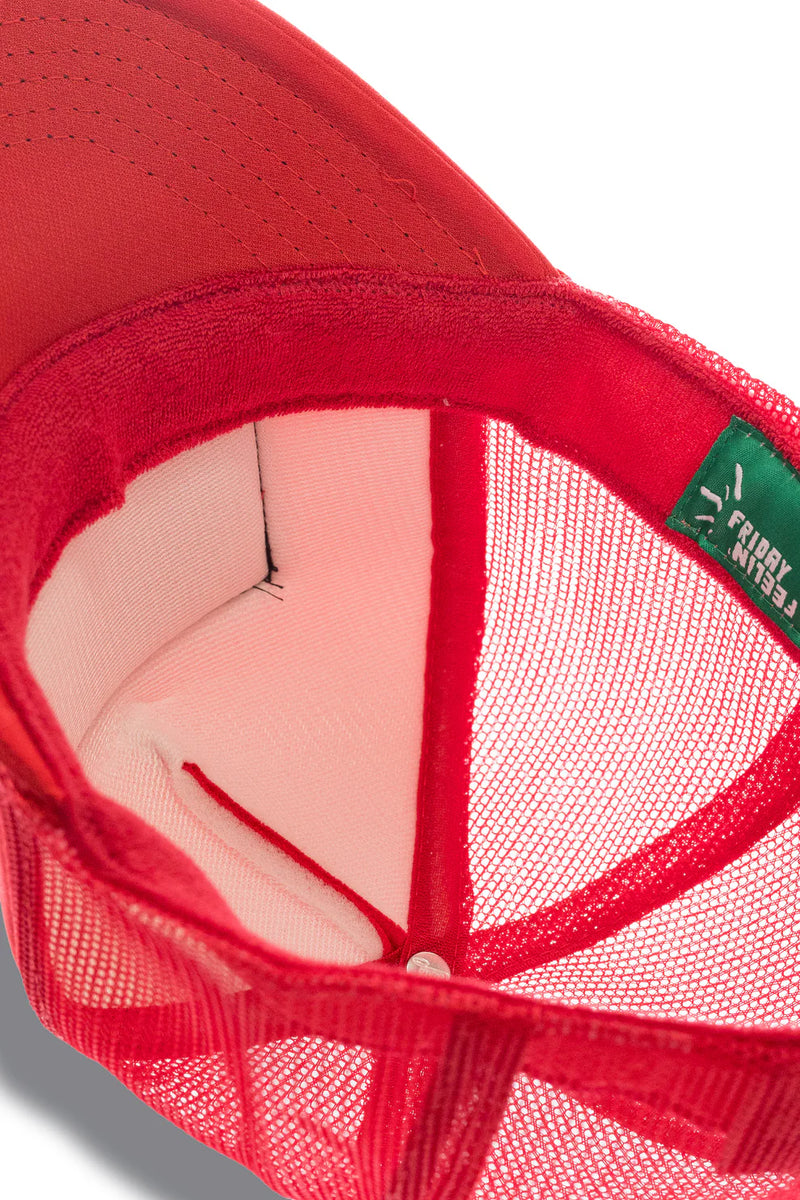 FRIDAY FEELIN - CALIFORNIA STRIPED TRUCKER HAT RED