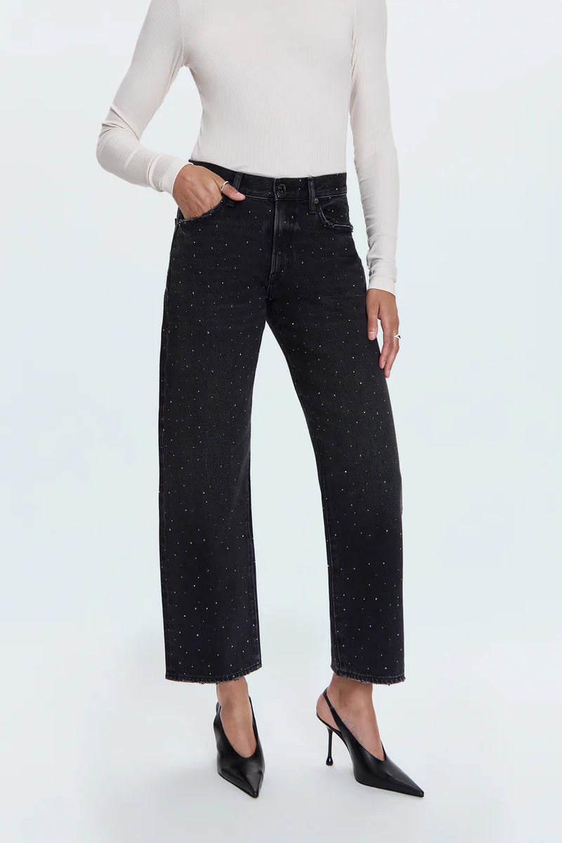PISTOLA - LEXI MID RISE BOWED STRAIGHT JEAN SILVER SCREEN