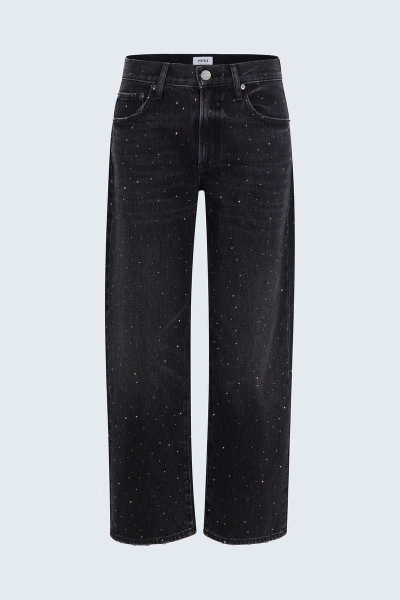 PISTOLA - LEXI MID RISE BOWED STRAIGHT JEAN SILVER SCREEN