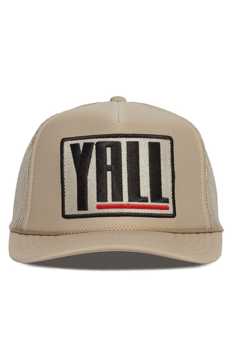 FRIDAY FEELIN - YALL TRUCKER HAT TAN