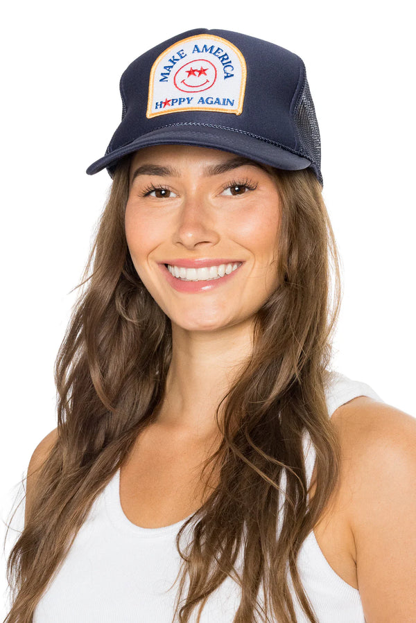 FRIDAY FEELIN - MAKE AMERICA HAPPY AGAIN TRUCKER HAT NAVY