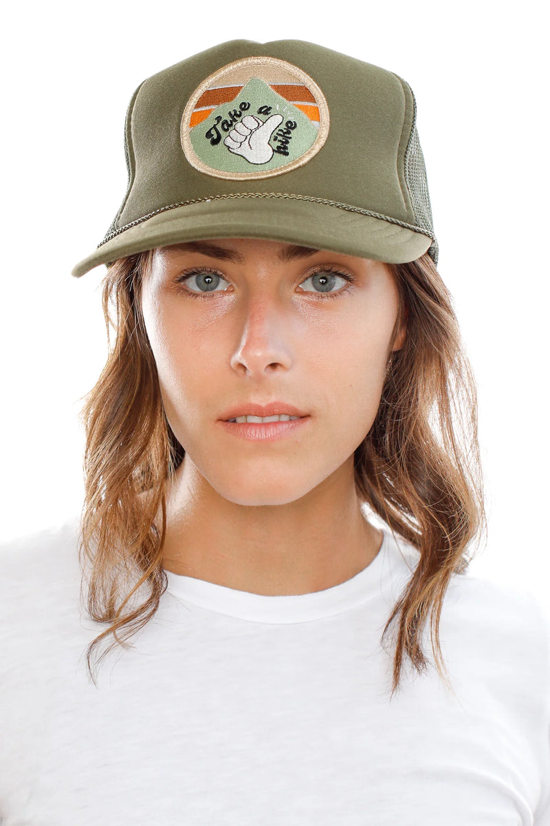 FRIDAY FEELIN - TAKE A HIKE TRUCKER HAT OLIVE