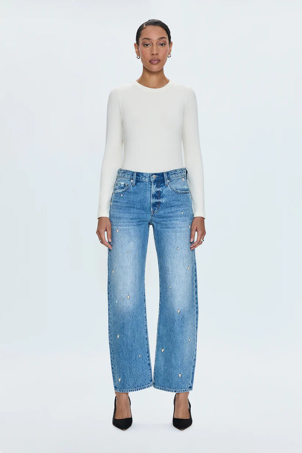 PISTOLA - LEXI MID RISE BOWED STRAIGHT JEAN CONFETTI VINTAGE