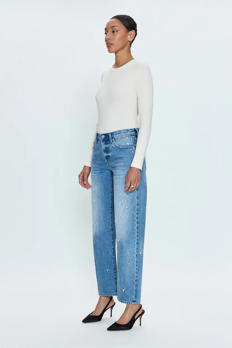 PISTOLA - LEXI MID RISE BOWED STRAIGHT JEAN CONFETTI VINTAGE