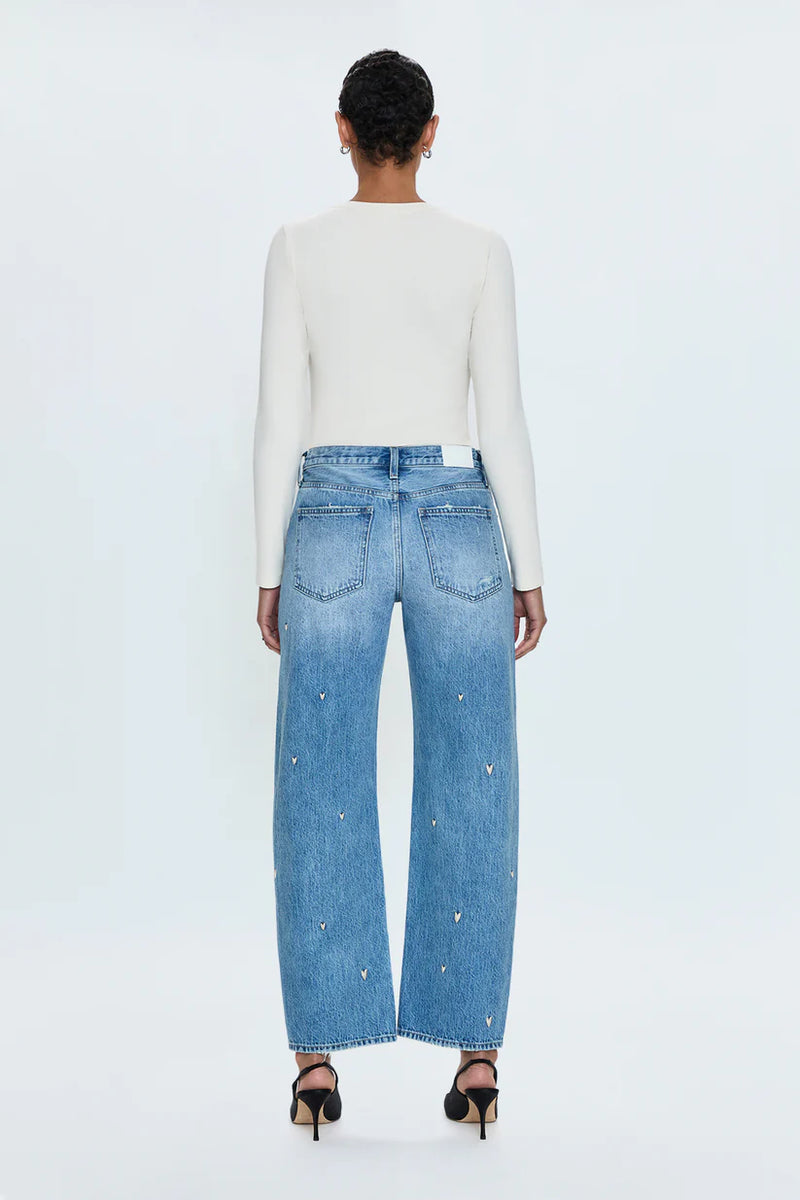 PISTOLA - LEXI MID RISE BOWED STRAIGHT JEAN CONFETTI VINTAGE