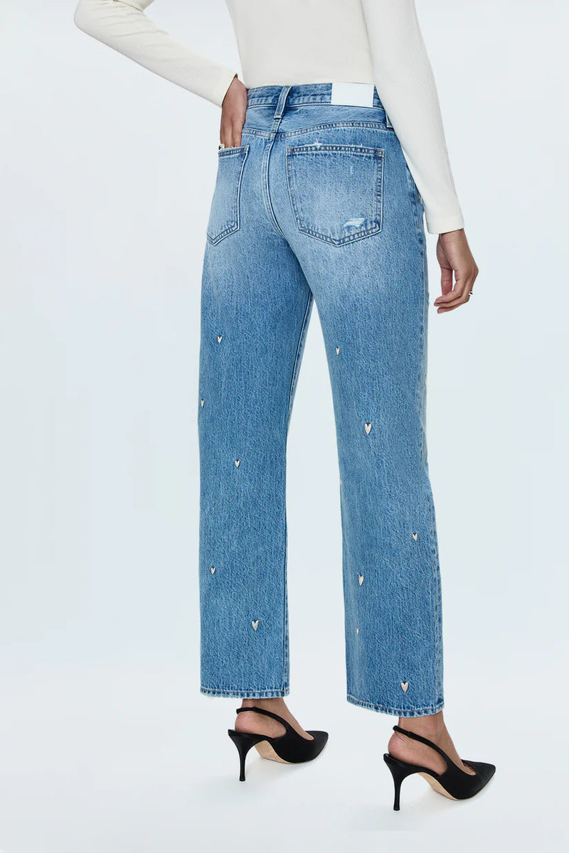 PISTOLA - LEXI MID RISE BOWED STRAIGHT JEAN CONFETTI VINTAGE
