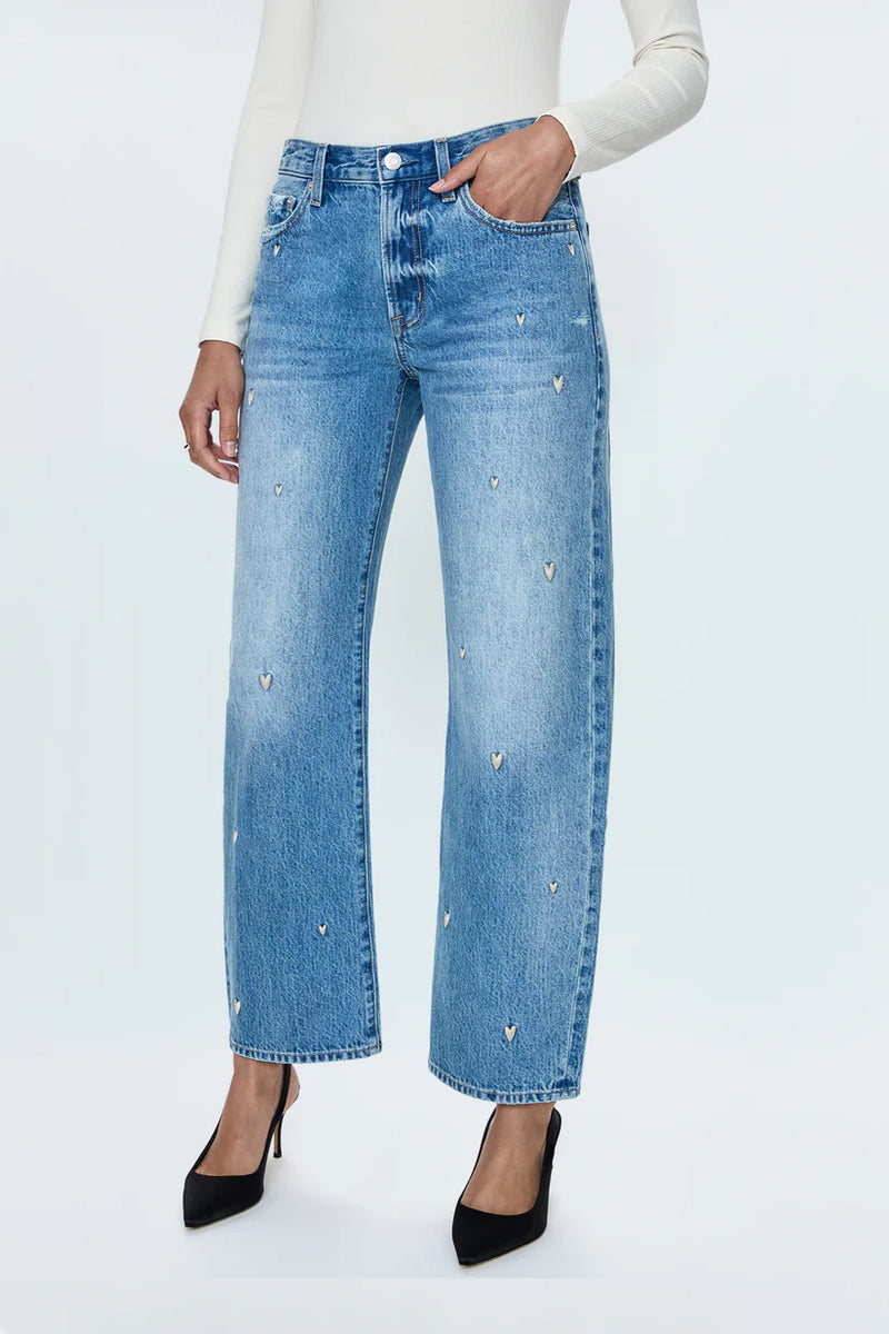 PISTOLA - LEXI MID RISE BOWED STRAIGHT JEAN CONFETTI VINTAGE