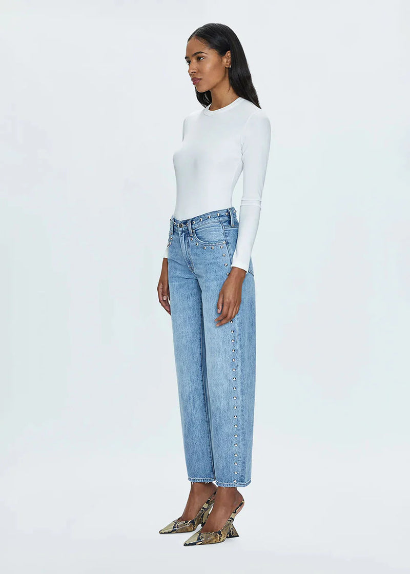 PISTOLA - LEXI MID RISE BOWED STRAIGHT JEAN SATELLITE